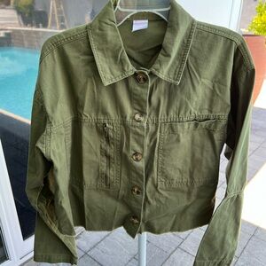 Olive Green Crop Jacket